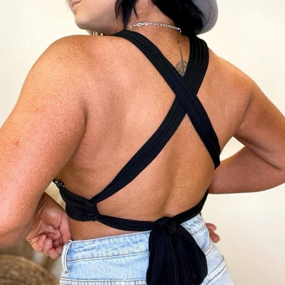 White Ribbed Tie-Back Top - Picture 3 of 3